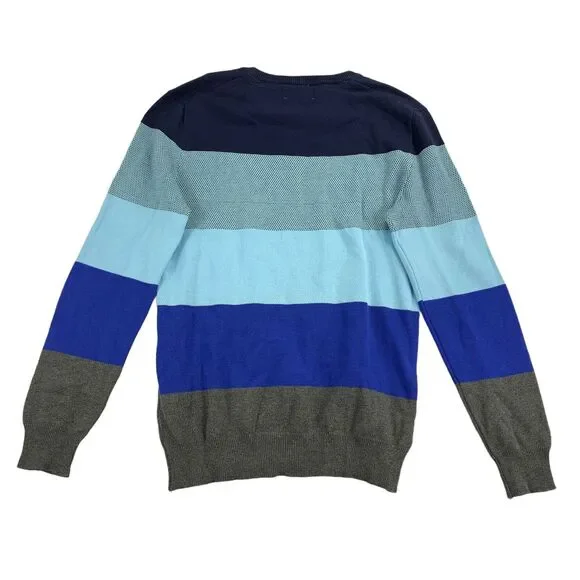 Club Room Mens Striped Lightweight Crewneck Colorblock Stripe Sweater Blue S - Picture 4 of 4
